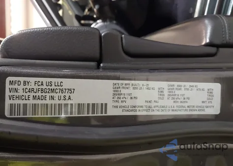 2021 Jeep Grand Cherokee Limited 4X4 из США, поврежденный, VIN 1C4RJFBG2MC767757